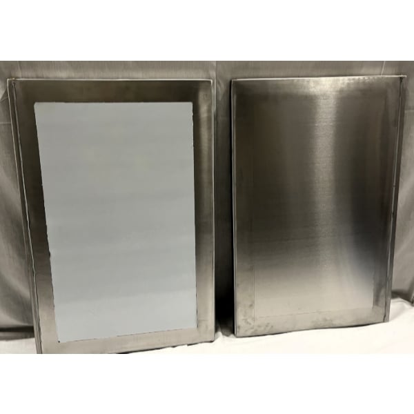 Scratch and Dent Advance Tabco HK-SS-243M 24" x 36" 14 Gauge Enclosed Base Stainless Steel Work Table with Fixed Midshelf and 5" Backsplash