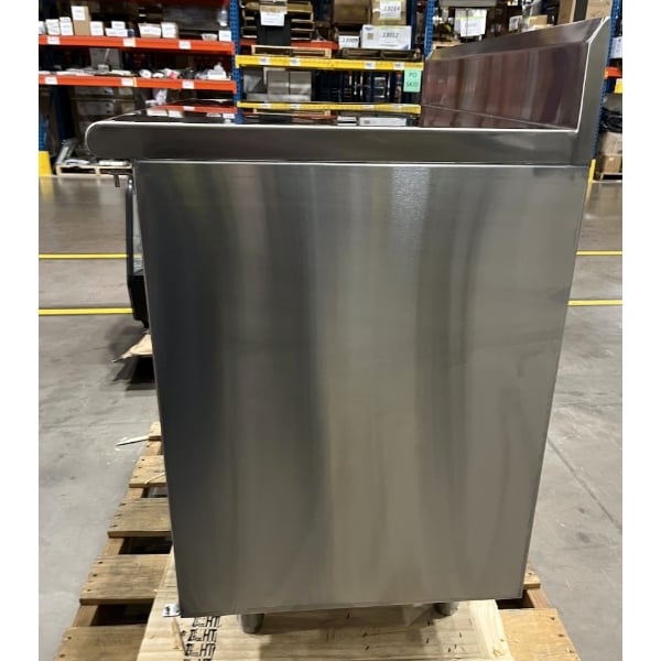 Scratch and Dent Advance Tabco HK-SS-243M 24" x 36" 14 Gauge Enclosed Base Stainless Steel Work Table with Fixed Midshelf and 5" Backsplash