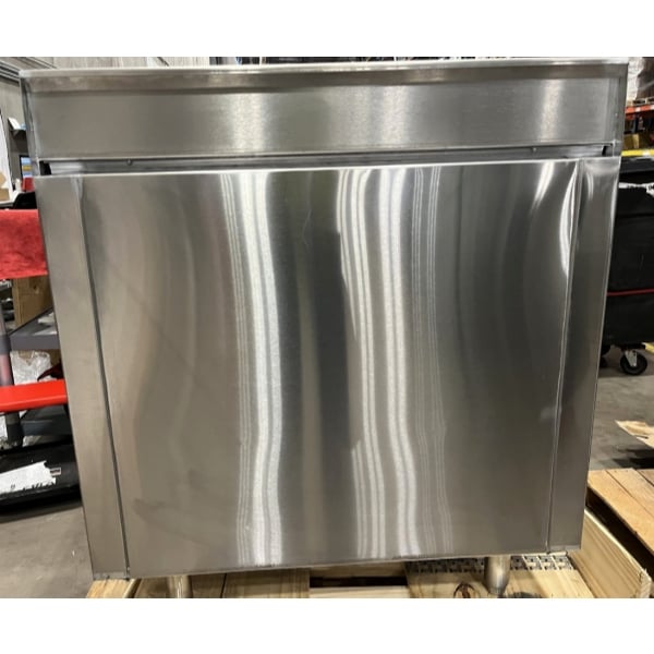 Scratch and Dent Advance Tabco HK-SS-243M 24" x 36" 14 Gauge Enclosed Base Stainless Steel Work Table with Fixed Midshelf and 5" Backsplash