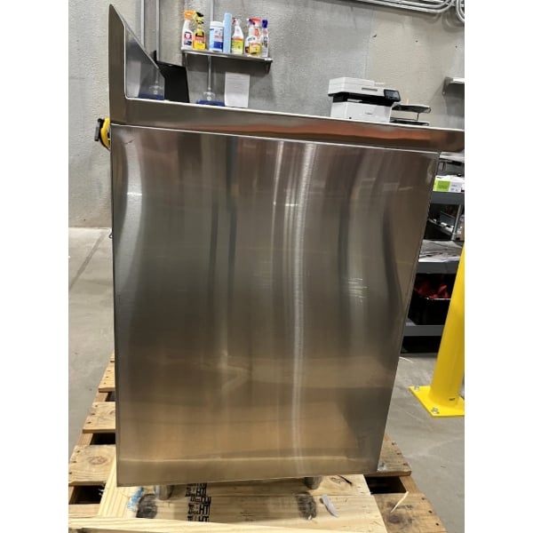 Scratch and Dent Advance Tabco HK-SS-243M 24" x 36" 14 Gauge Enclosed Base Stainless Steel Work Table with Fixed Midshelf and 5" Backsplash