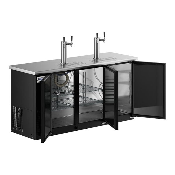 Scratch and Dent Avantco UDD-72-HC (2) Double Tap Kegerator Beer Dispenser - Black, (3) 1/2 Keg Capacity