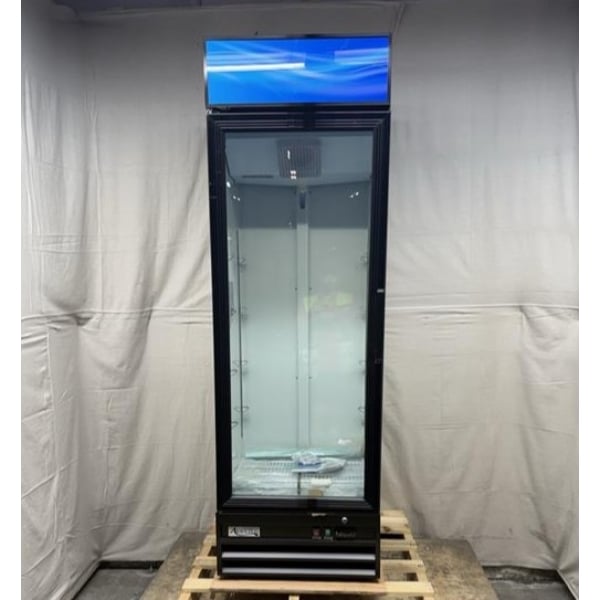 Scratch and Dent Avantco GDC-15-HC 25 5/8" Black Left-Hinged Swing Glass Door Merchandiser Refrigerator with LED Lighting