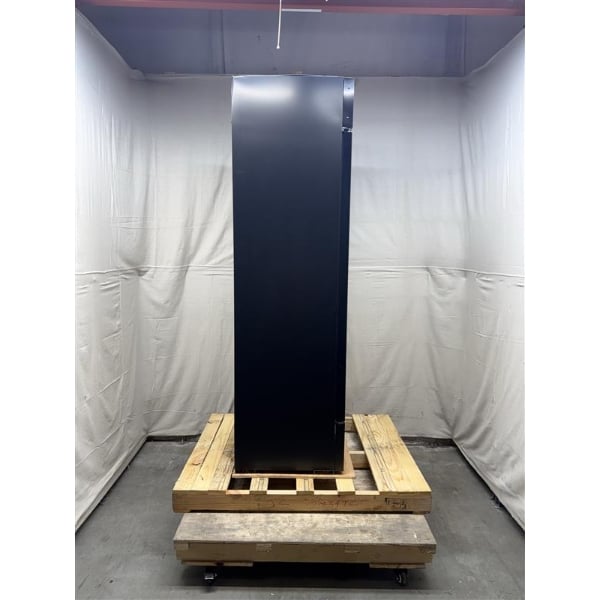 Scratch and Dent Avantco GDC-15-HC 25 5/8" Black Left-Hinged Swing Glass Door Merchandiser Refrigerator with LED Lighting
