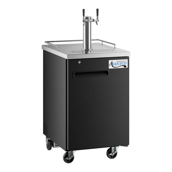 Scratch and Dent Avantco UDD-1-HC Double Tap Kegerator Beer Dispenser - Black, (1) 1/2 Keg Capacity