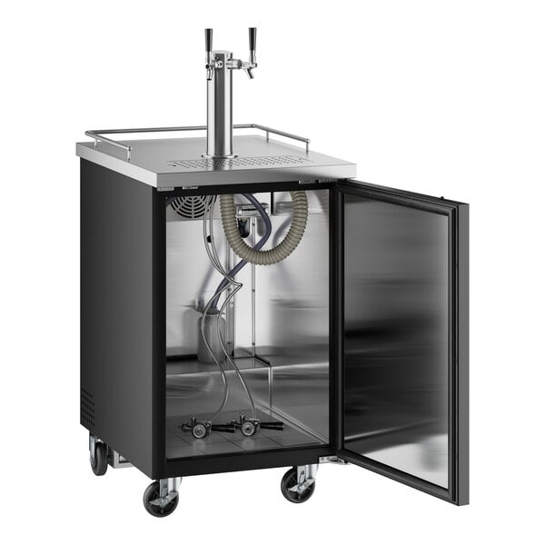 Scratch and Dent Avantco UDD-1-HC Double Tap Kegerator Beer Dispenser - Black, (1) 1/2 Keg Capacity