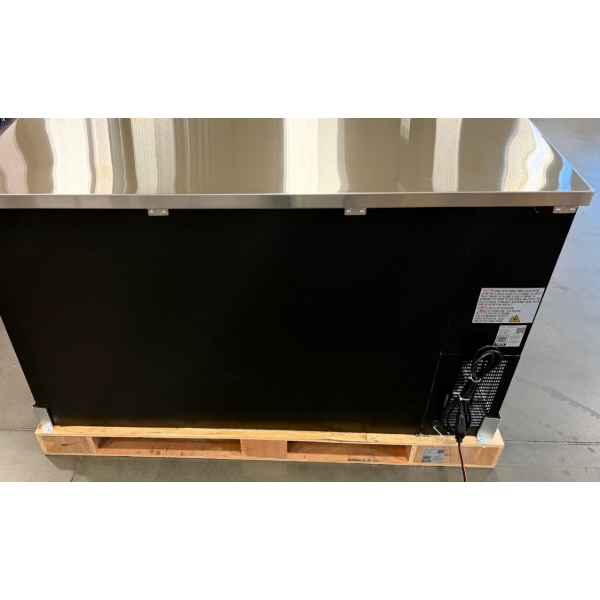 Scratch and Dent Avantco UBB-2G-HC 59" Black Counter Height Glass Door Back Bar Refrigerator with LED Lighting