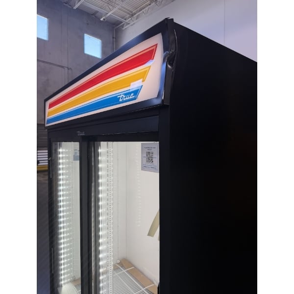 Scratch and Dent True GDM-47-HC-LD 54 1/8" Black Refrigerated Sliding Glass Door Merchandiser with LED Lighting