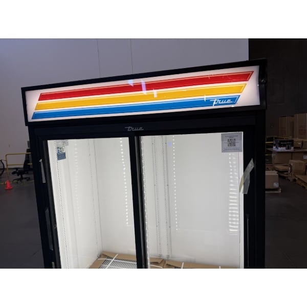 Scratch and Dent True GDM-47-HC-LD 54 1/8" Black Refrigerated Sliding Glass Door Merchandiser with LED Lighting