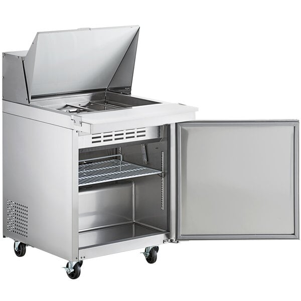 Scratch and Dent Avantco SS-PT-27M-HC 27" 1 Door Mega Top Stainless Steel Refrigerated Sandwich Prep Table