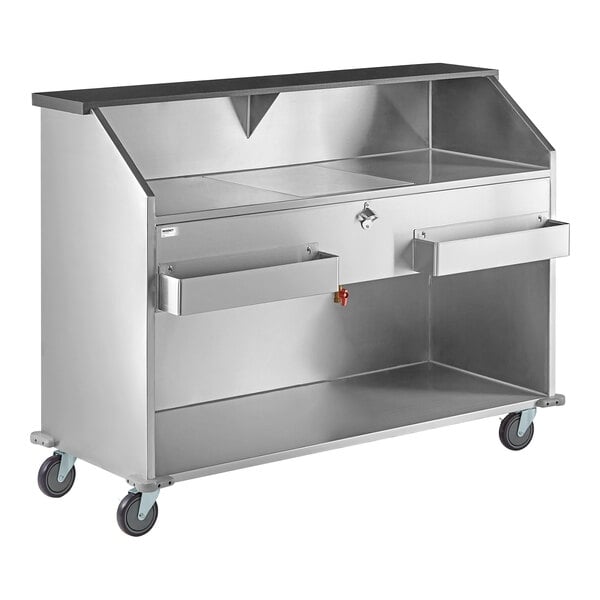Scratch and Dent Regency 63" Basic Stainless Steel Portable Bar with Two Removable Speed Rails and Ice Bin