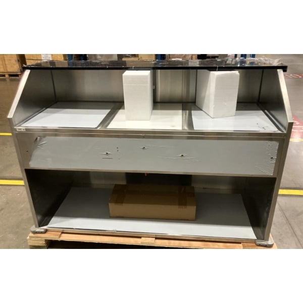 Scratch and Dent Regency 63" Basic Stainless Steel Portable Bar with Two Removable Speed Rails and Ice Bin