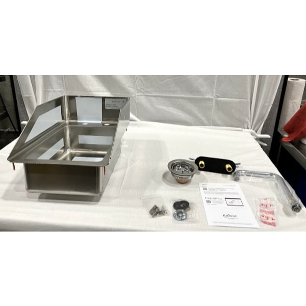 Scratch and Dent Krowne HS-1225 10" x 14" x 5" 20 Gauge Stainless Steel One Compartment Drop-In Sink with Side Splashes and 6" Double Bend Faucet