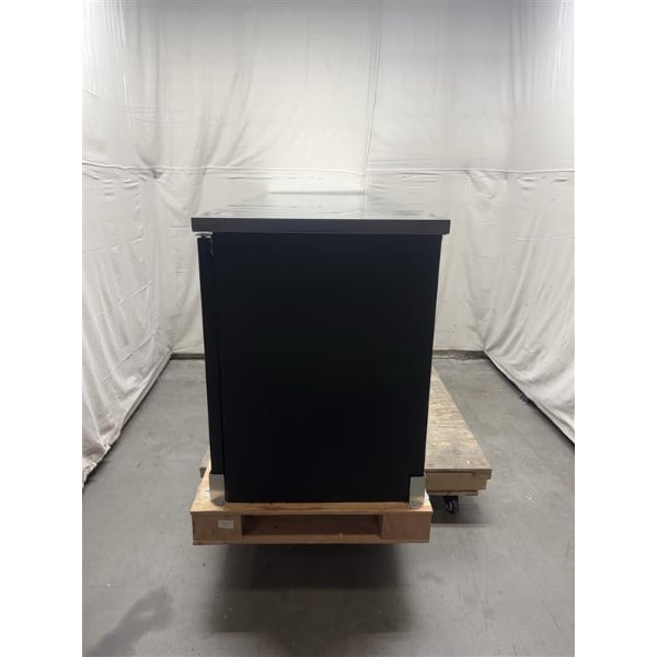 Scratch and Dent Avantco UBB-4G-HC 90" Black Counter Height Glass Door Back Bar Refrigerator with LED Lighting