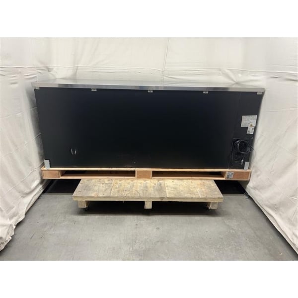 Scratch and Dent Avantco UBB-4G-HC 90" Black Counter Height Glass Door Back Bar Refrigerator with LED Lighting