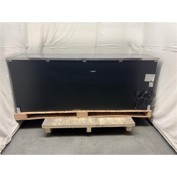 Scratch and Dent Avantco UBB-4G-HC 90" Black Counter Height Glass Door Back Bar Refrigerator with LED Lighting