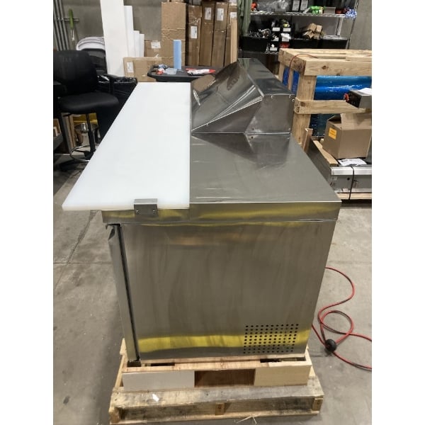 Scratch and Dent Avantco SS-PT-71-12-C 70" 3 Door Stainless Steel Refrigerated Sandwich Prep Table with Workstation and Extra Deep Cutting Board