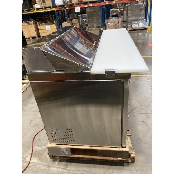 Scratch and Dent Avantco SS-PT-71-12-C 70" 3 Door Stainless Steel Refrigerated Sandwich Prep Table with Workstation and Extra Deep Cutting Board