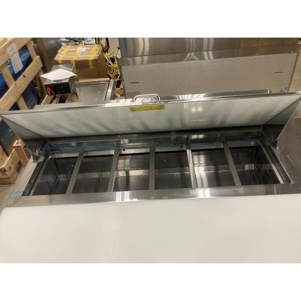 Scratch and Dent Avantco SS-PT-71-12-C 70" 3 Door Stainless Steel Refrigerated Sandwich Prep Table with Workstation and Extra Deep Cutting Board