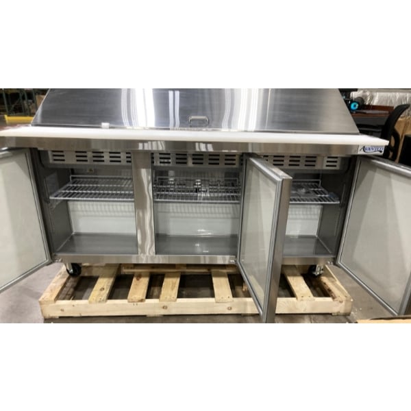 Scratch and Dent Avantco APT-71M-HC 70" 3 Door Mega Top Refrigerated Sandwich Prep Table