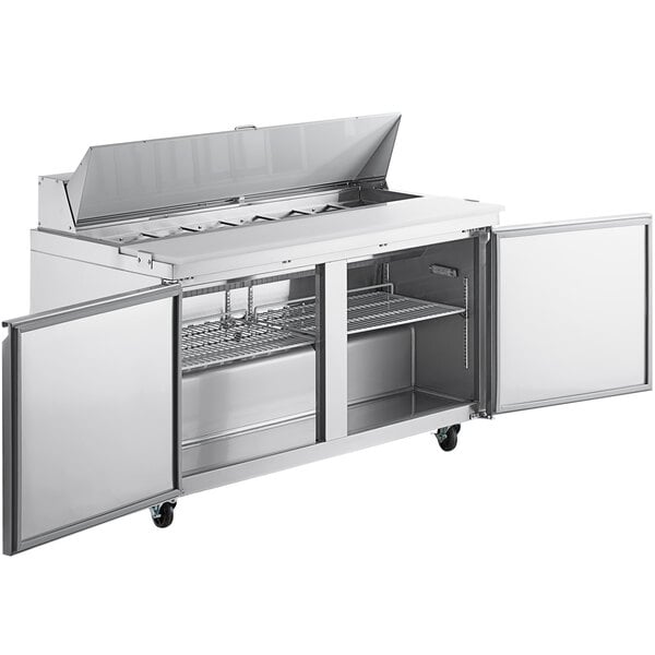 Scratch and Dent Avantco SS-PT-60-HC 60" 2 Door Stainless Steel Refrigerated Sandwich Prep Table