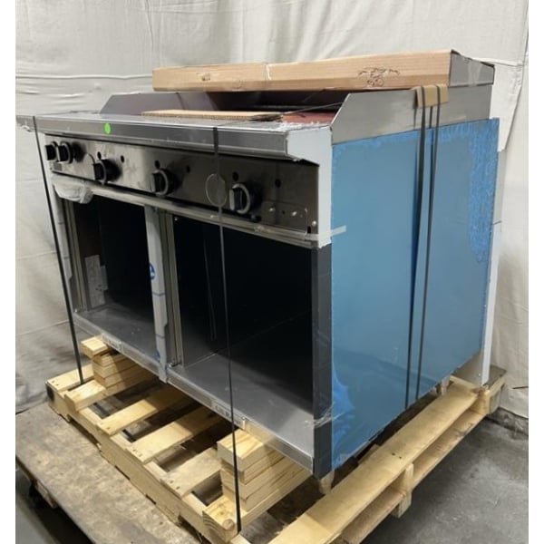 Scratch and Dent U.S. Range U48-2G36SS Natural Gas 2 Burner 48" Range with 36" Manual Griddle and Cabinet Base - 118,000 BTU