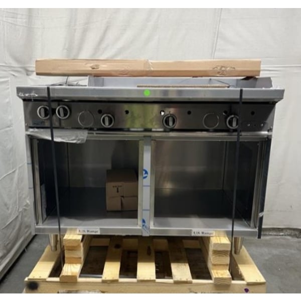 Scratch and Dent U.S. Range U48-2G36SS Natural Gas 2 Burner 48" Range with 36" Manual Griddle and Cabinet Base - 118,000 BTU