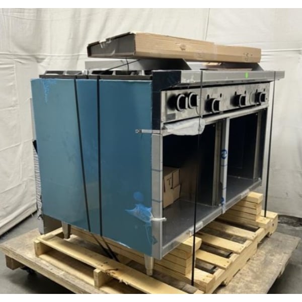 Scratch and Dent U.S. Range U48-2G36SS Natural Gas 2 Burner 48" Range with 36" Manual Griddle and Cabinet Base - 118,000 BTU