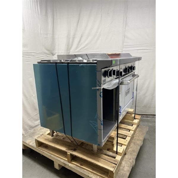 Scratch and Dent U.S. Range U48-2G36RS Natural Gas 2 Burner 48" Range with 36" Manual Griddle, 26" Standard Oven, and Cabinet Base - 156,000 BTU