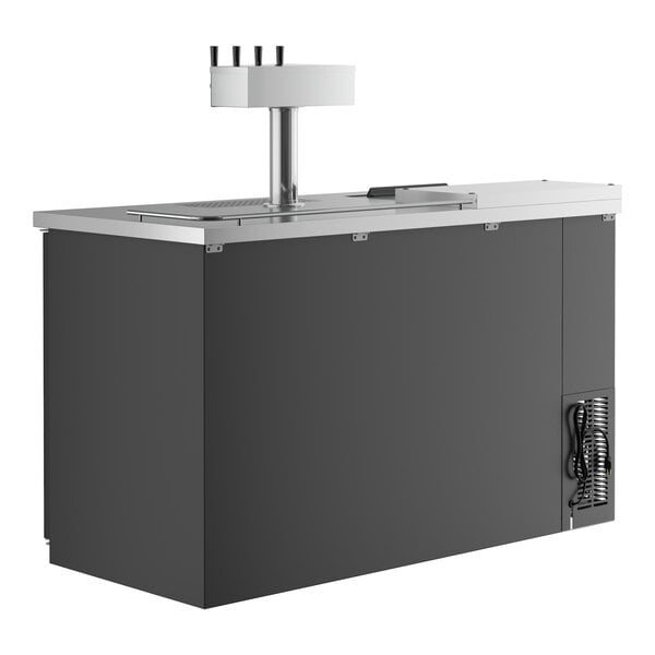 Scratch and Dent Avantco UDD-2-CT-4 Black Kegerator / Beer Dispenser with Quadruple Tap Tower and Club Top - (2) 1/2 Keg Capacity