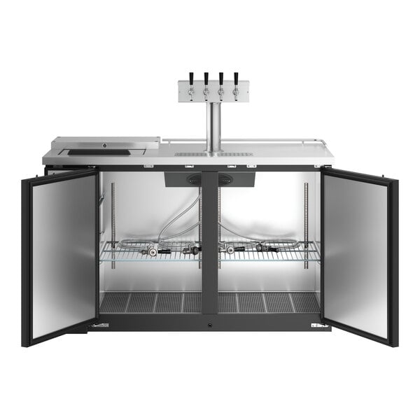 Scratch and Dent Avantco UDD-2-CT-4 Black Kegerator / Beer Dispenser with Quadruple Tap Tower and Club Top - (2) 1/2 Keg Capacity