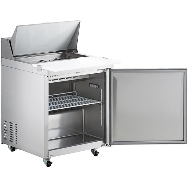 Scratch and Dent Avantco SS-PT-27-AC 27 1/2" ADA Height 1 Door Stainless Steel Cutting Top Refrigerated Sandwich Prep Table with Extra Deep Cutting Board