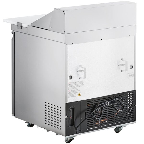 Scratch and Dent Avantco SS-PT-27-AC 27 1/2" ADA Height 1 Door Stainless Steel Cutting Top Refrigerated Sandwich Prep Table with Extra Deep Cutting Board