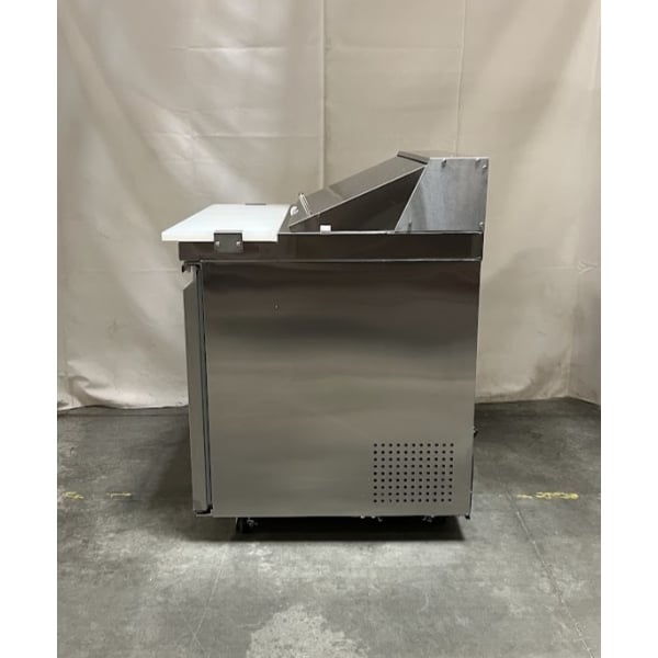 Scratch and Dent Avantco SS-PT-27-AC 27 1/2" ADA Height 1 Door Stainless Steel Cutting Top Refrigerated Sandwich Prep Table with Extra Deep Cutting Board