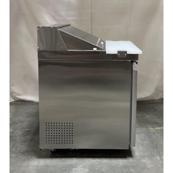 Scratch and Dent Avantco SS-PT-27-AC 27 1/2" ADA Height 1 Door Stainless Steel Cutting Top Refrigerated Sandwich Prep Table with Extra Deep Cutting Board