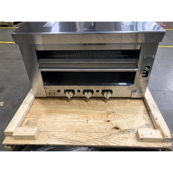 Scratch and Dent Cooking Performance Group S-36-SB-N 36" Natural Gas Infrared Salamander Broiler with 36" Heat Shield and Mounting Brackets - 36,000 BTU