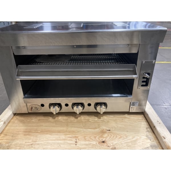 Scratch and Dent Cooking Performance Group S-36-SB-N 36" Natural Gas Infrared Salamander Broiler with 36" Heat Shield and Mounting Brackets - 36,000 BTU