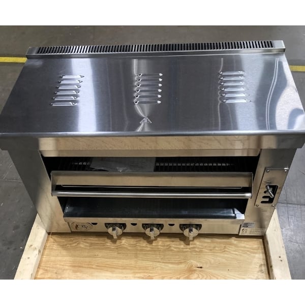 Scratch and Dent Cooking Performance Group S-36-SB-N 36" Natural Gas Infrared Salamander Broiler with 36" Heat Shield and Mounting Brackets - 36,000 BTU