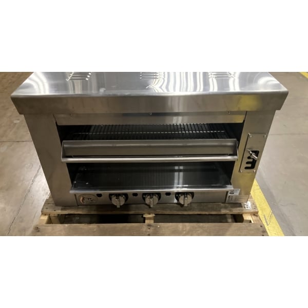 Scratch and Dent Cooking Performance Group S-36-SB-N 36" Natural Gas Infrared Salamander Broiler with 36" Heat Shield and Mounting Brackets - 36,000 BTU