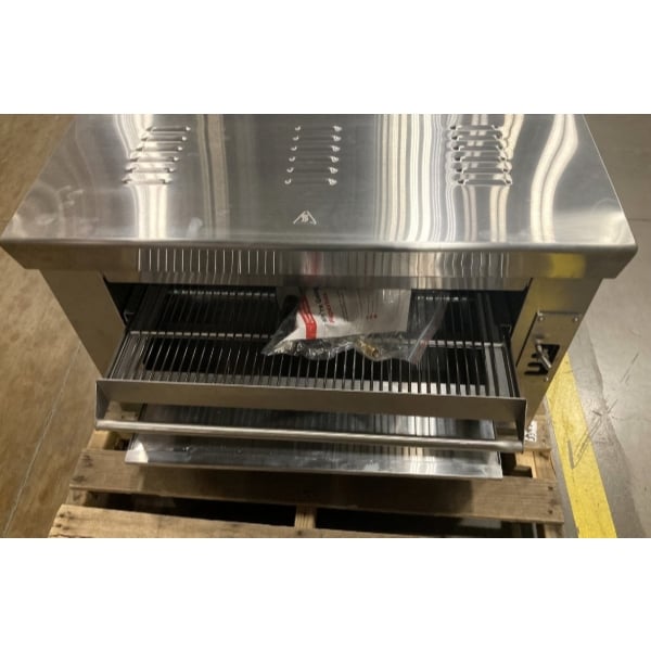 Scratch and Dent Cooking Performance Group S-36-SB-N 36" Natural Gas Infrared Salamander Broiler with 36" Heat Shield and Mounting Brackets - 36,000 BTU