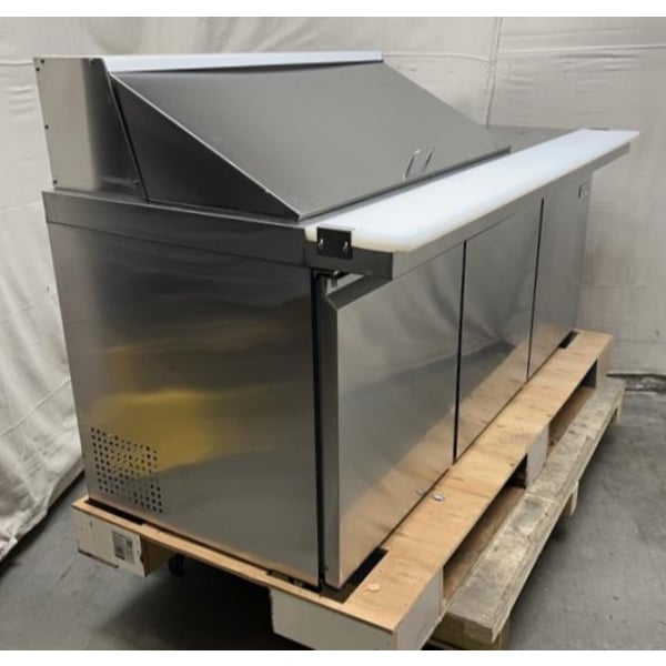 Scratch and Dent Avantco SS-PT-71M-18-HC 70" 3 Door Mega Top Stainless Steel Refrigerated Sandwich Prep Table with Workstation