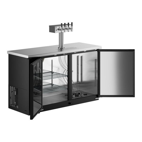 Scratch and Dent Avantco UDD-2-HC Four Tap Kegerator Beer Dispenser - Black, (2) 1/2 Keg Capacity