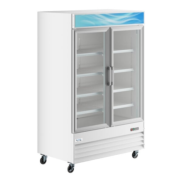 Scratch and Dent Avantco GDC-49-HC 53" White Swing Glass Door Merchandiser Refrigerator with LED Lighting