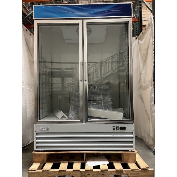 Scratch and Dent Avantco GDC-49-HC 53" White Swing Glass Door Merchandiser Refrigerator with LED Lighting