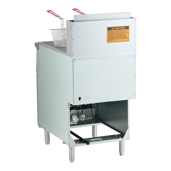 Scratch and Dent MainStreet Equipment Liquid Propane 70-100 lb. Stainless Steel Floor Fryer - 150,000 BTU