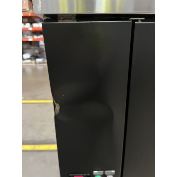 Scratch and Dent Avantco UBB-72-HC 73" Black Counter Height Narrow Solid Door Back Bar Refrigerator with LED Lighting