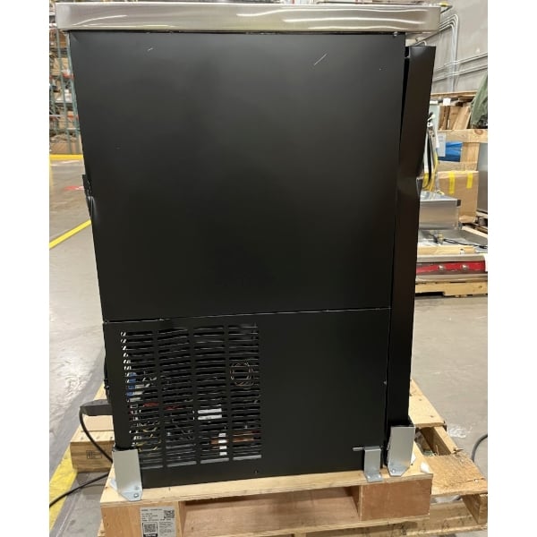 Scratch and Dent Avantco UBB-72-HC 73" Black Counter Height Narrow Solid Door Back Bar Refrigerator with LED Lighting