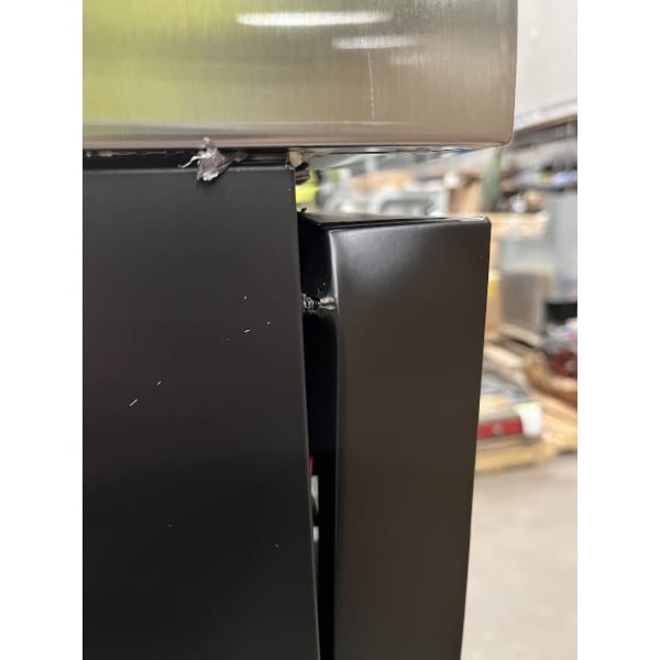 Scratch and Dent Avantco UBB-72-HC 73" Black Counter Height Narrow Solid Door Back Bar Refrigerator with LED Lighting