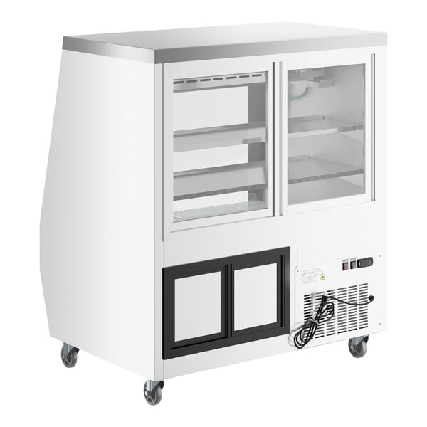 Scratch and Dent Avantco DDLC-50-W 50" White Square Glass Refrigerated Double-Duty Deli Case