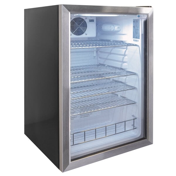 Scratch and Dent Excellence EMM-4HC Black Countertop Display Refrigerator with Swing Door