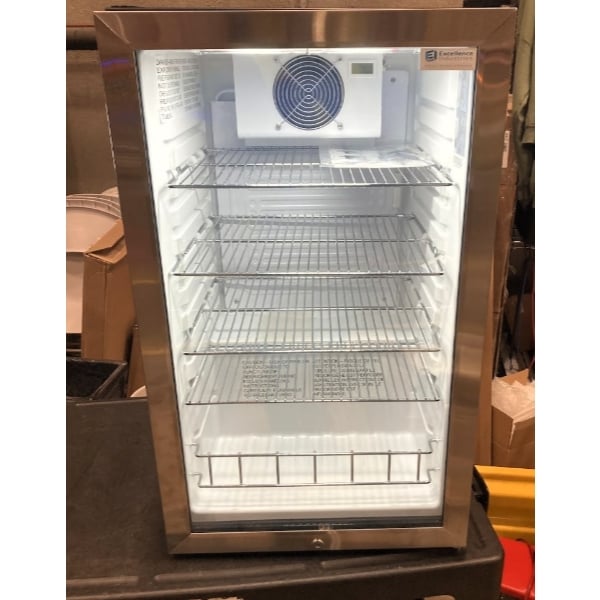 Scratch and Dent Excellence EMM-4HC Black Countertop Display Refrigerator with Swing Door